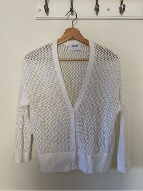 Old Navy Cotton Mesh Cardigan, white, size small